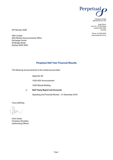 Miniature Perpetual Limited Rapport semestriel 2020-h1