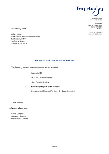 Thumbnail Perpetual Limited Half-year Report 2021-h1