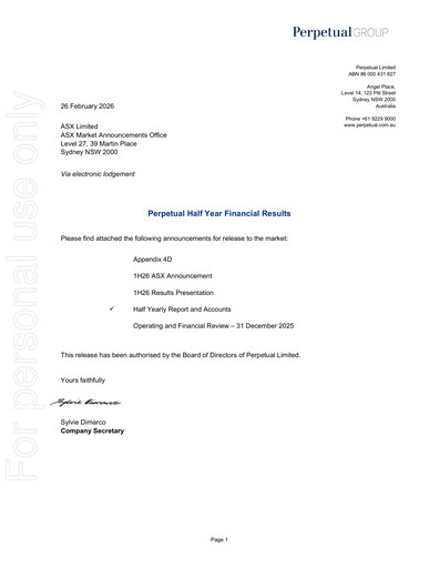 Miniature Perpetual Limited Rapport semestriel 2026-h1
