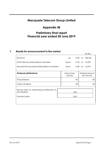 Miniature Macquarie Technology Group Rapport financier 2019