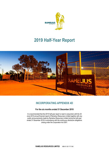 Thumbnail Ramelius Resources Half-year Report 2019-h1
