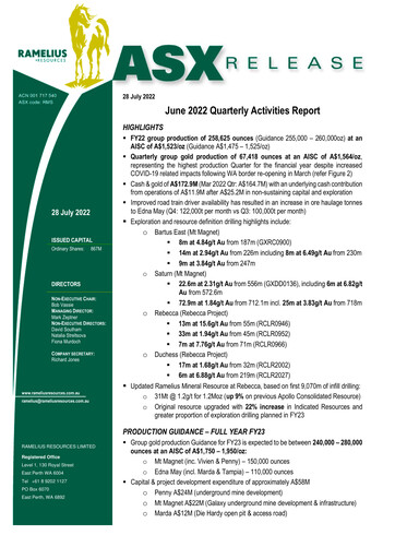 Vorschaubild Ramelius Resources Quartalsbericht 2022-q4
