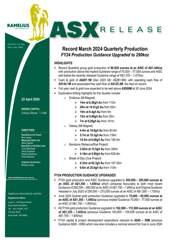 Thumbnail Ramelius Resources Quarterly Report 2024-q3