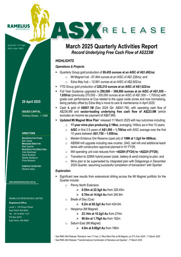 Thumbnail Ramelius Resources Quarterly Report 2025-q3