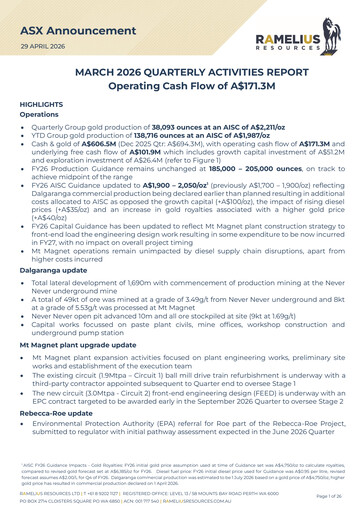 Thumbnail Ramelius Resources Quarterly Report 2026-q1