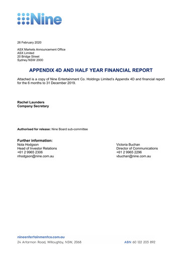 Thumbnail Nine Entertainment Co. Holdings Financial Report 2020-h1