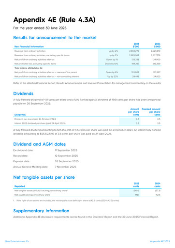 Thumbnail Nine Entertainment Co. Holdings Financial Report 2025