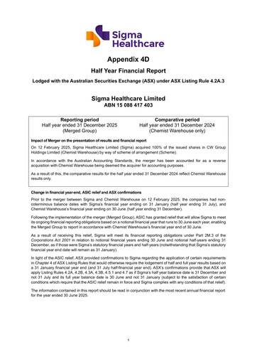 Thumbnail Sigma Healthcare Half-year Report 2026-h1