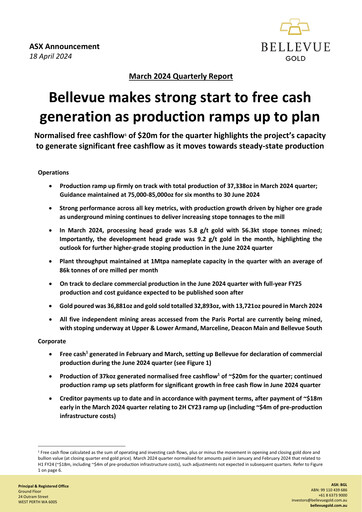 Thumbnail Bellevue Gold Quarterly Report 2024-q3