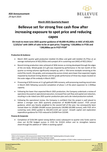 Thumbnail Bellevue Gold Quarterly Report 2025-q3