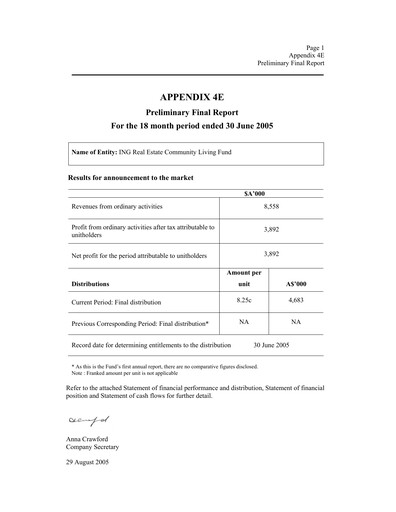 Thumbnail Ingenia Communities Group Financial Report 2005