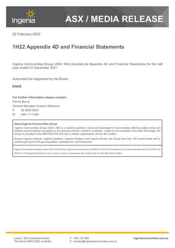 Thumbnail Ingenia Communities Group Half-year Report 2022-h1