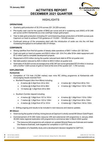 Thumbnail Capricorn Metals Quarterly Report 2021-2022-q2