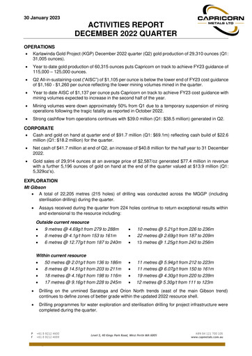 Thumbnail Capricorn Metals Quarterly Report 2022-2023-q2