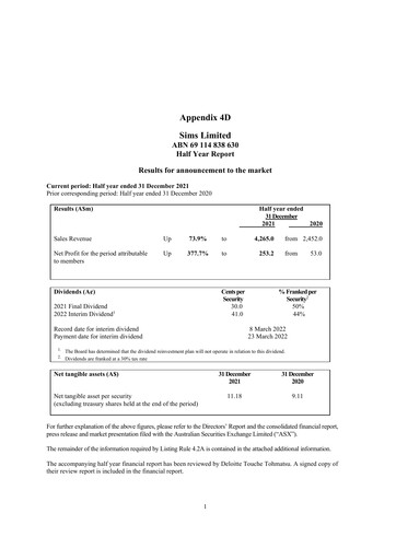 Thumbnail Sims Limited Half-year Report 2021-2022-h1