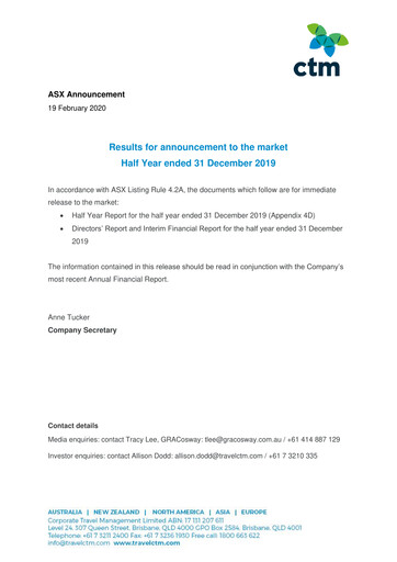 Thumbnail Corporate Travel Management Half-year Report 2020-h1