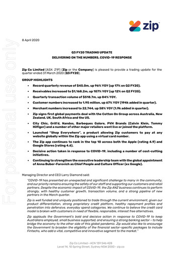 Thumbnail Zip Co Quarterly Report 2020-q3