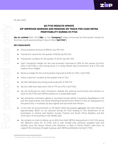 Thumbnail Zip Co Quarterly Report 2023-q3
