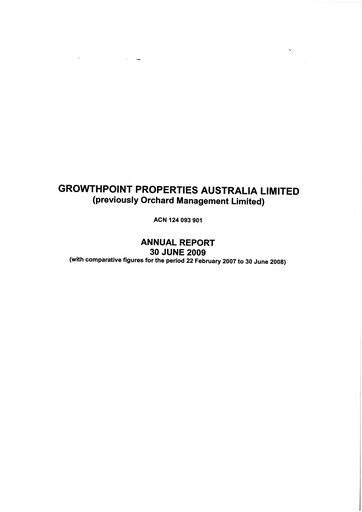 Miniature Growthpoint Properties Australia Rapport annuel 2009