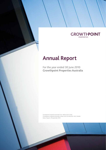 Miniature Growthpoint Properties Australia Rapport annuel 2010