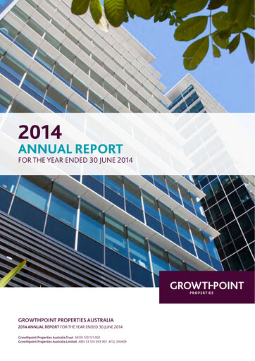 Miniature Growthpoint Properties Australia Rapport annuel 2014