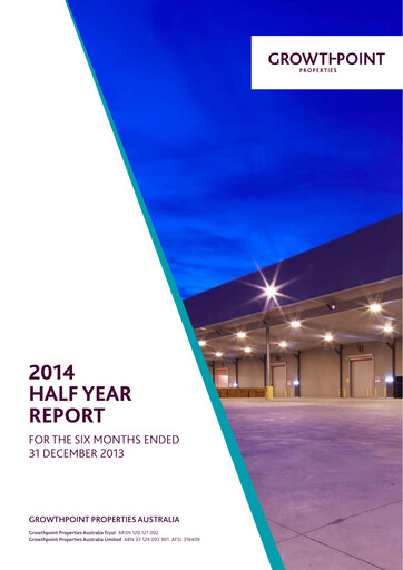 Miniature Growthpoint Properties Australia Rapport semestriel 2014-h1