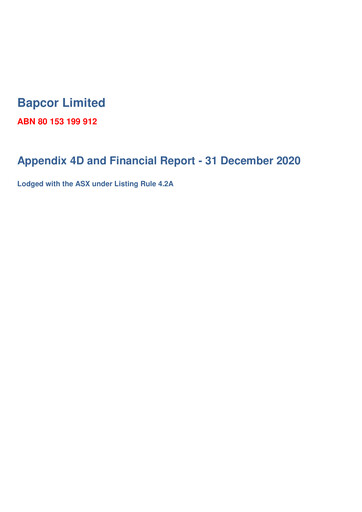 Thumbnail Bapcor Limited Financial Report 2021-h1