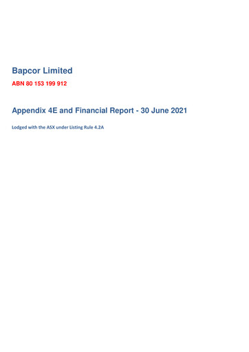 Thumbnail Bapcor Limited Financial Report 2021