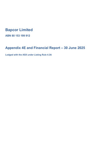 Thumbnail Bapcor Limited Financial Report 2025