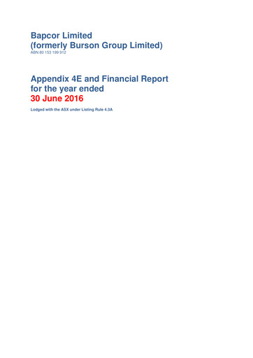 Thumbnail Bapcor Limited Financial Statement 2016