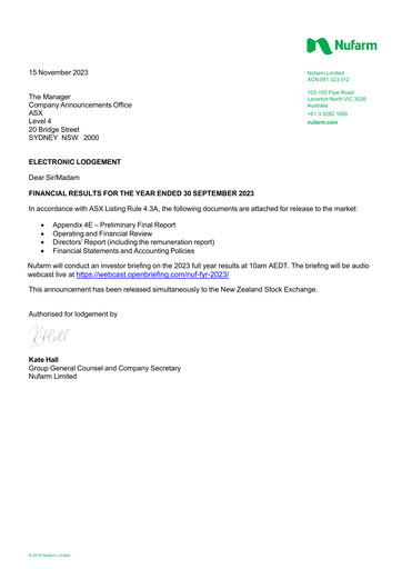 Thumbnail Nufarm Financial Report 2023