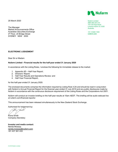 Thumbnail Nufarm Half-year Report 2020-h1