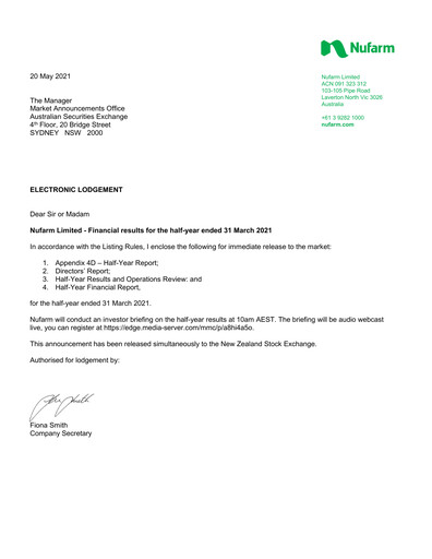 Thumbnail Nufarm Half-year Report 2021-h1