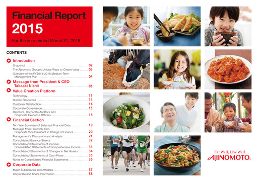 Miniature Ajinomoto
 Rapport financier 2015