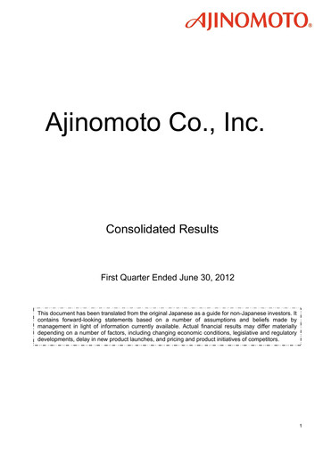 Thumbnail Ajinomoto
 Quarterly Report 2012-q1