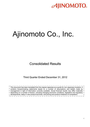 Thumbnail Ajinomoto
 Quarterly Report 2012-q3
