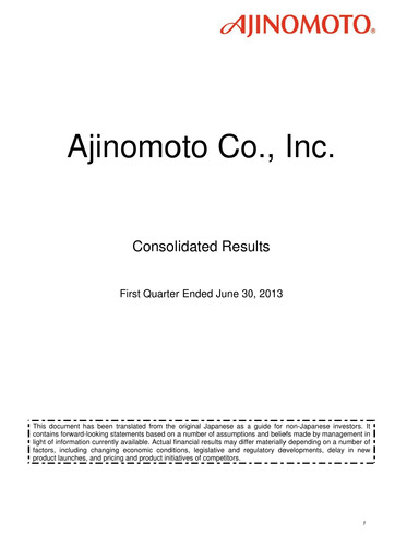 Thumbnail Ajinomoto
 Quarterly Report 2013-q1