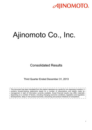 Thumbnail Ajinomoto
 Quarterly Report 2013-q3