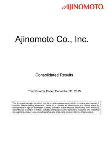 Thumbnail Ajinomoto
 Quarterly Report 2015-q3