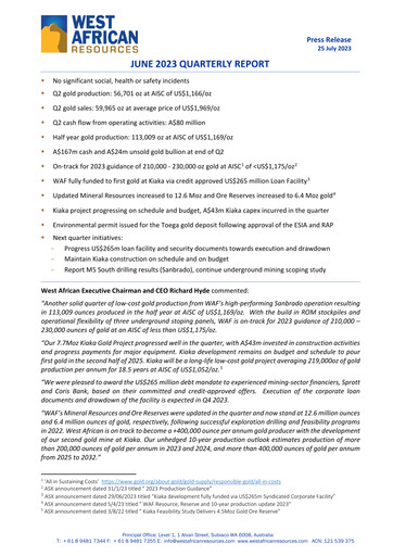 Miniature West African Resources Rapport trimestriel 2023-q2