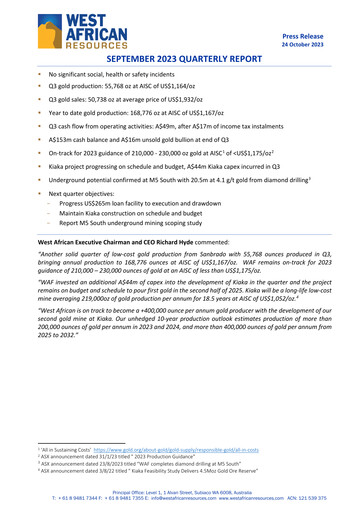 Miniature West African Resources Rapport trimestriel 2023-q3