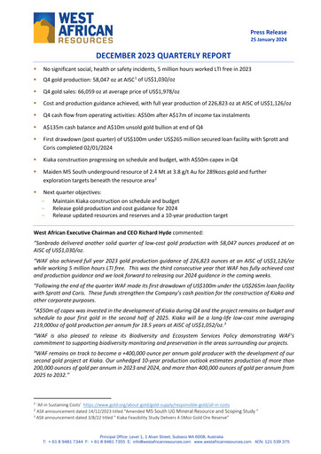 Miniature West African Resources Rapport trimestriel 2023-q4