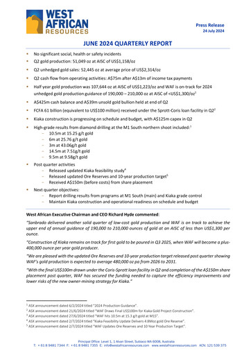 Miniature West African Resources Rapport trimestriel 2024-q2