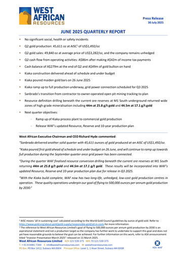 Miniature West African Resources Rapport trimestriel 2025-q2