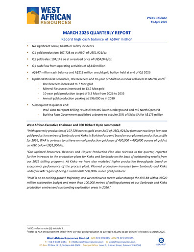 Thumbnail West African Resources Quarterly Report 2026-q1