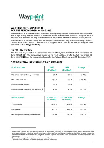 Miniature Waypoint REIT Rapport semestriel 2025-h1