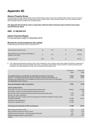 Thumbnail Abacus Storage King Financial Report 2016-h1