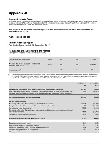 Thumbnail Abacus Storage King Financial Report 2018-h1