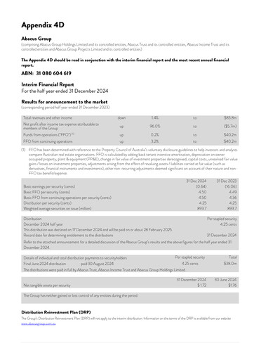 Thumbnail Abacus Storage King Financial Report 2025-h1
