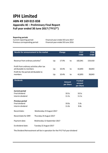 Vorschaubild IPH Limited Finanzbericht 2017
